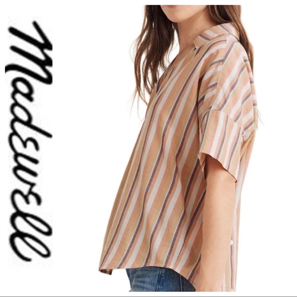 💕SALE💕 Madewell Courier Button-Back Shirt Stripe - Picture 3 of 12